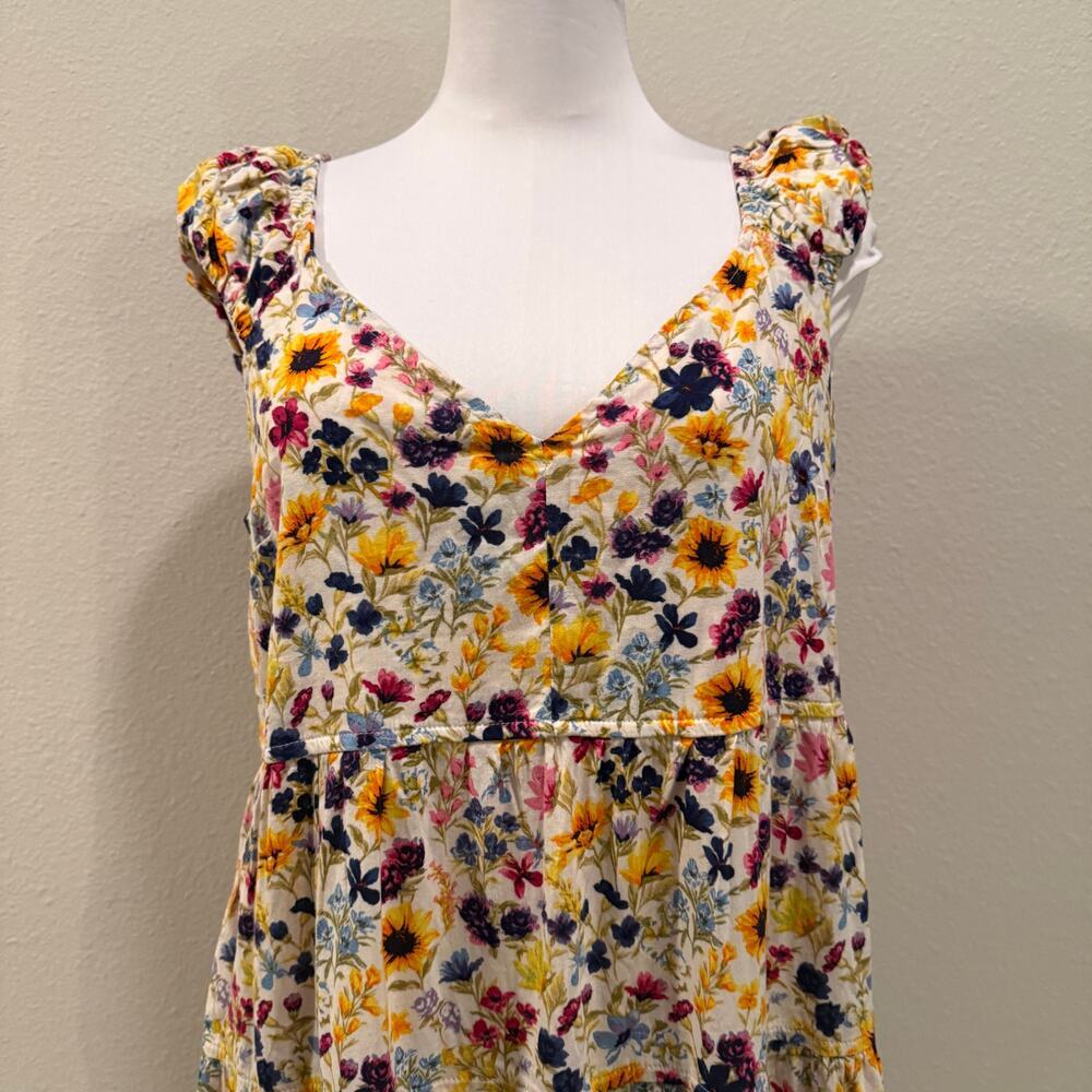 Old Navy Floral Tiered Maxi Dress Cottage Coquette Pockets Large Vacation Summer - Picture 5 of 10
